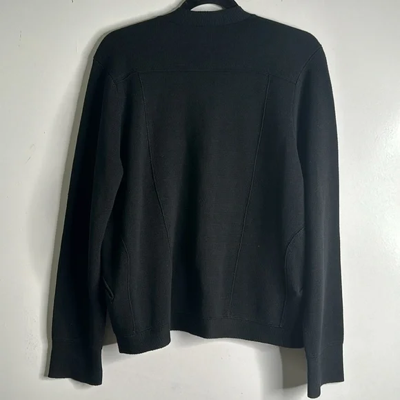 Eileen fisher slik cotton blend zip up knit jacket shirt L black quilt luxury - Picture 8 of 10